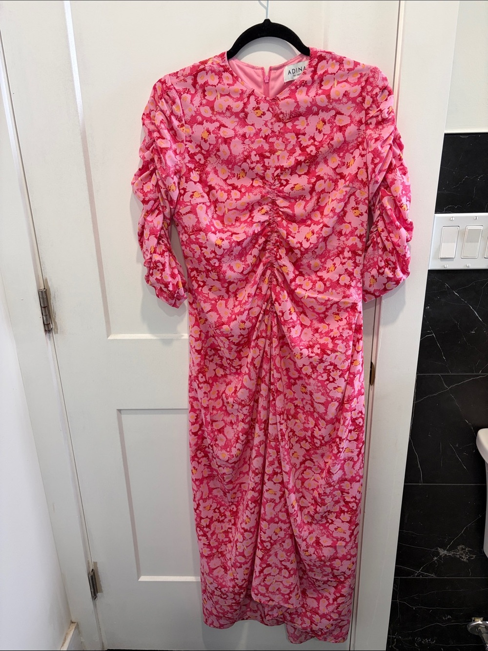 Adina Pink Floral Midi Dress